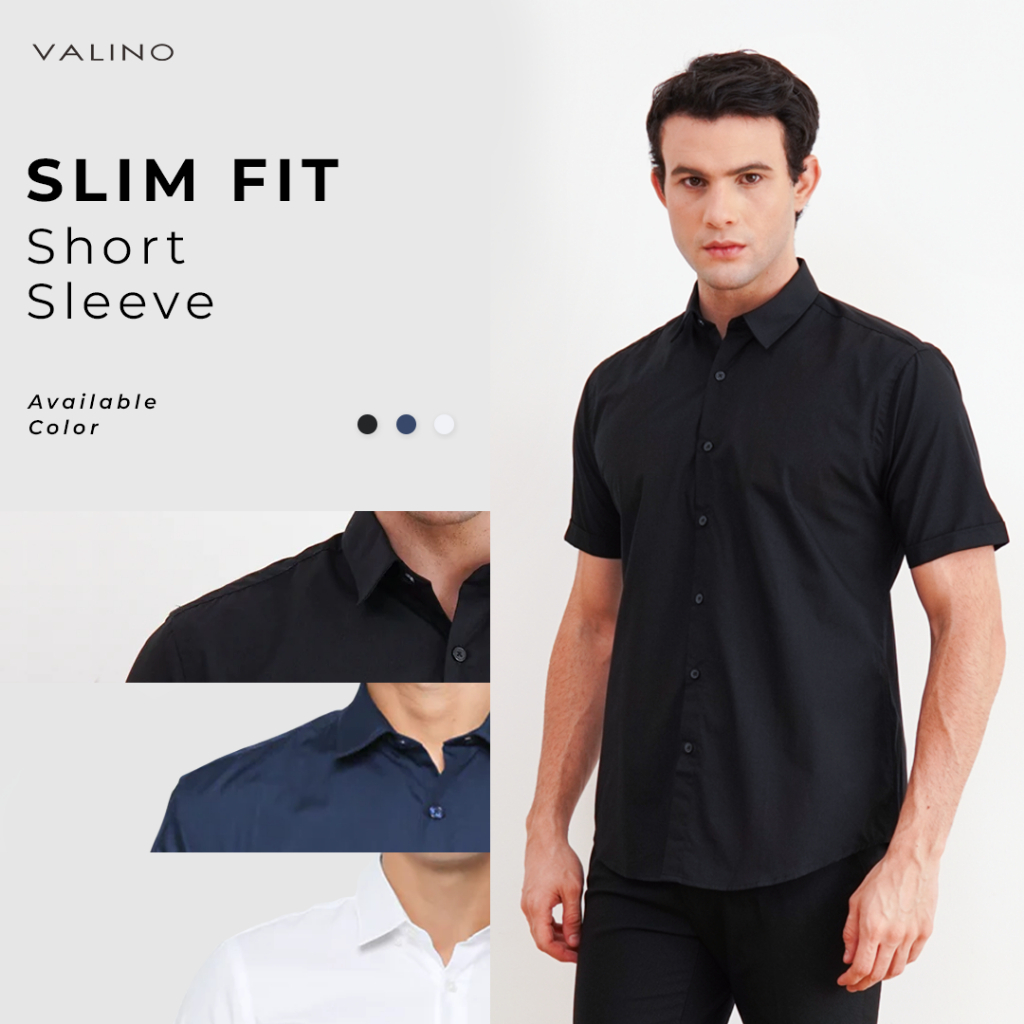 VALINO Kemeja Slim Fit Lengan Pendek Pria