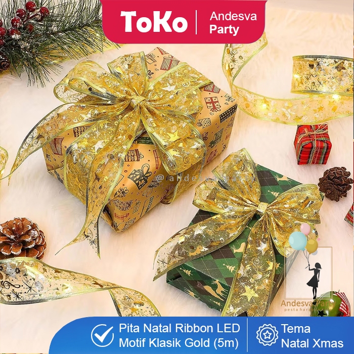 Pita Lampu LED Dekorasi Pohon Natal Baterai / Pita Kawat Lampu LED Ribbon Lights Hiasan Natal