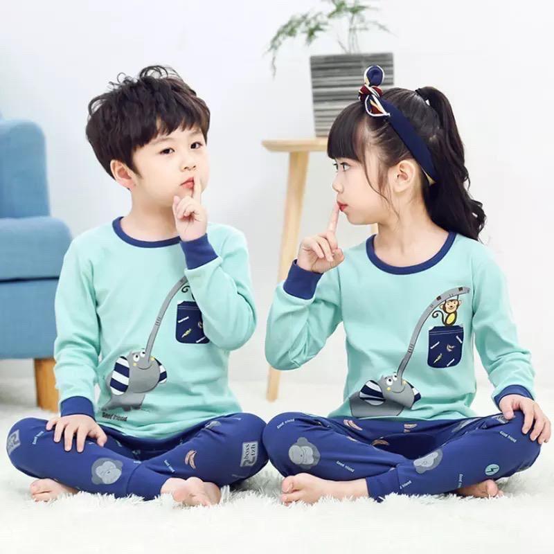 Baju Tidur Anak-anak Umur 1-10 tahun Elephant Monkey