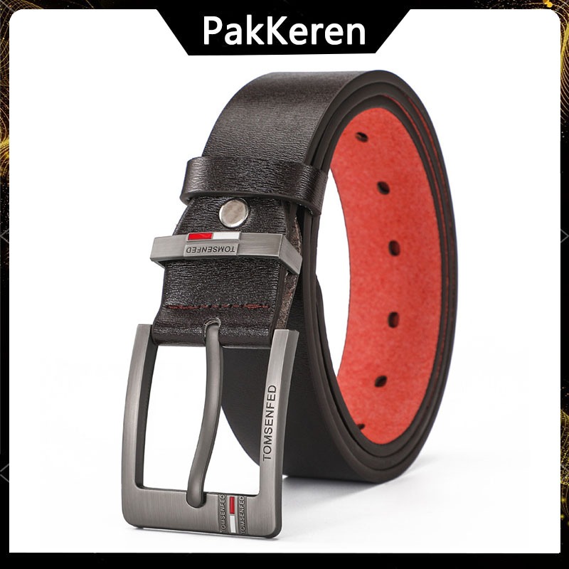 PAKKEREN Sabuk Ikat Pinggang Pria Wanita Kulit Hitam-Coffee-Brown Vegan Leather Korea Sabuk Fashion 