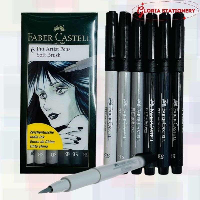

FABER-CASTELL 6 Pitt artist pens soft brush/Pitt arrist pens soft brush isi 6 Faber-Castell