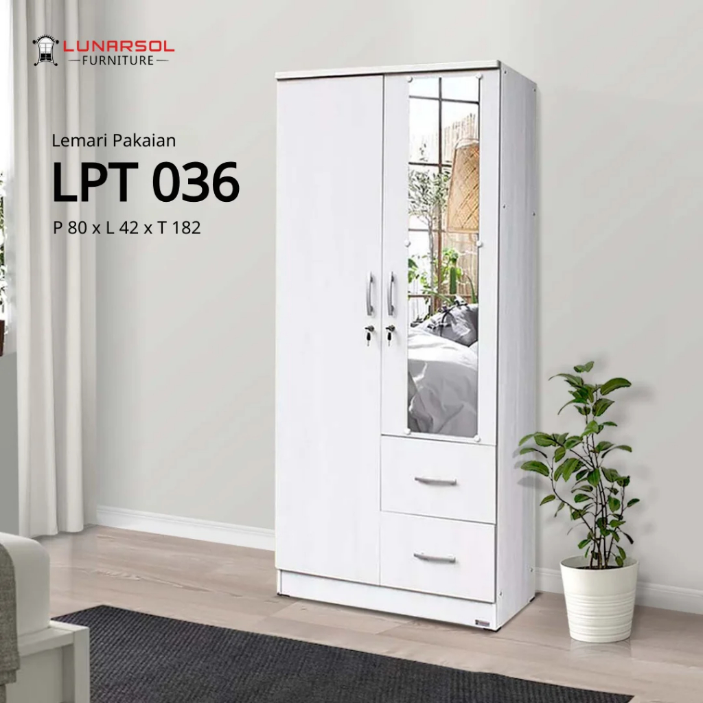 Lunarsol LPT 016/ Lemari Pakaian Minimalis / Wardrobe Baju Motif Kayu / Lemari murah bandung