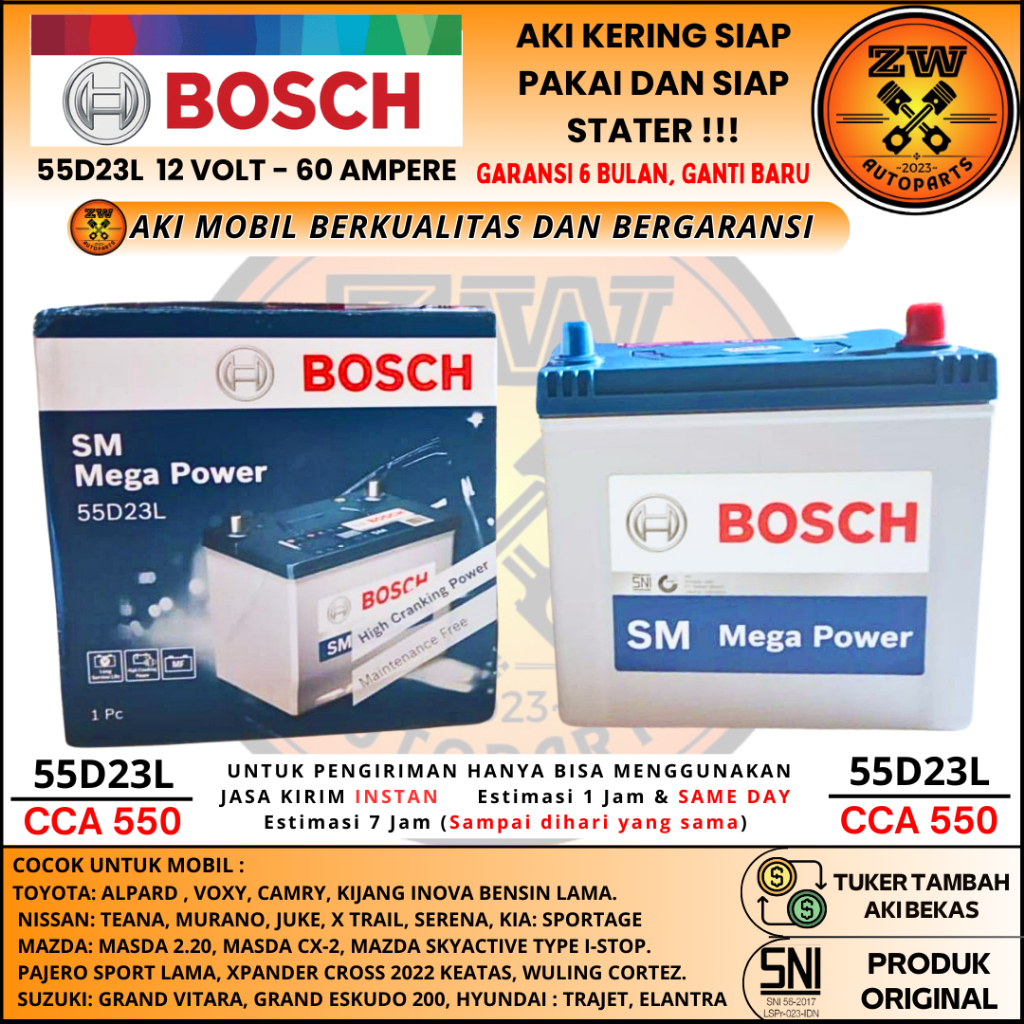 AKI MOBIL 55D23L BOSCH MF 12 VOLT 60 AMPERE AKI KERING