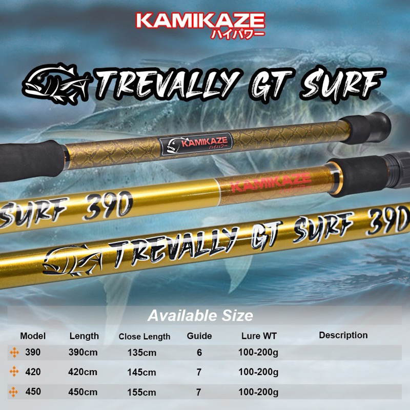 joran sambung 3 kamikaze Trevally GT Surf 390 420 450 joran tebingan joran pasiran joran murah joran