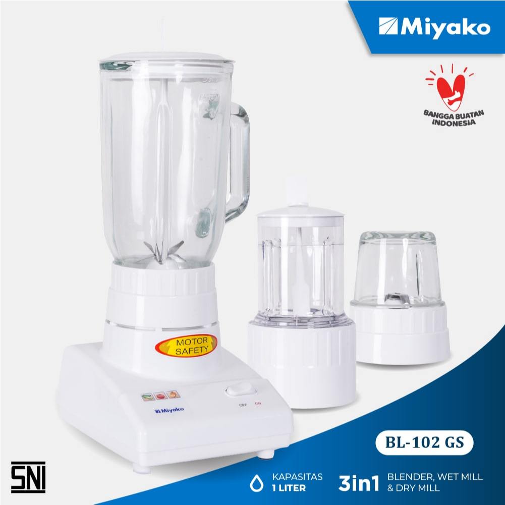 Miyako Blender 3 In 1 Kaca BL-102GS