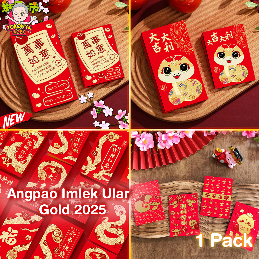 

Angpao Imlek EMAS KARAKTER SHIO ULAR PREMIUM EMBOSS TIMBUL - AMPAO SINCIA GOLD 2025 Hong Bao