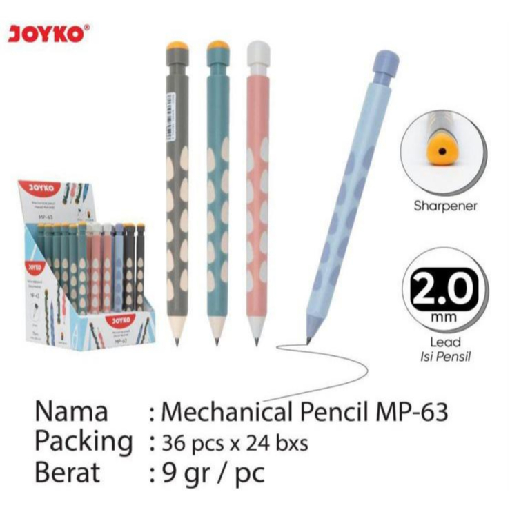 

JOYKO Pensil Mekanik / Pensil Isi MP 63 2.0 mm (1 Pack = 36 Pcs)
