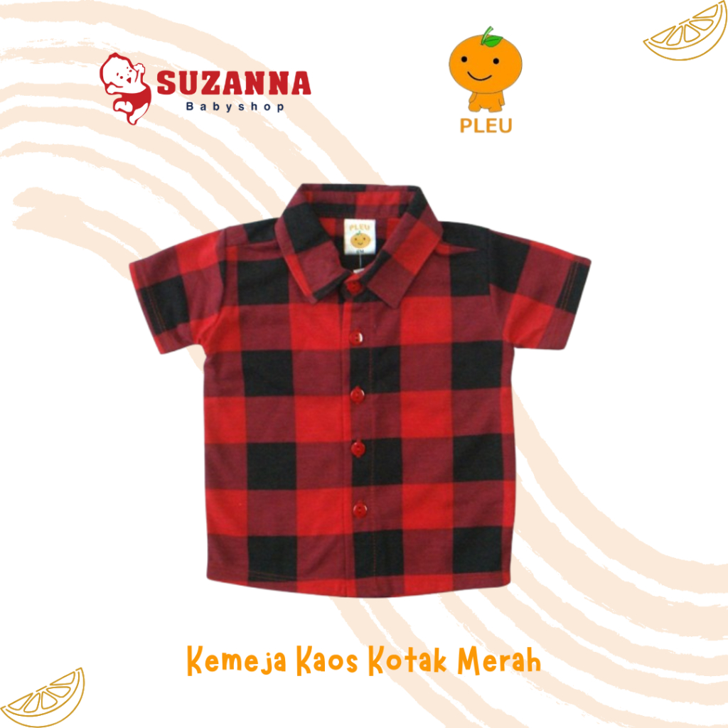 PLEU Kemeja Kaos Kotak Merah Kemeja Anak Laki Laki - Kemeja Anak