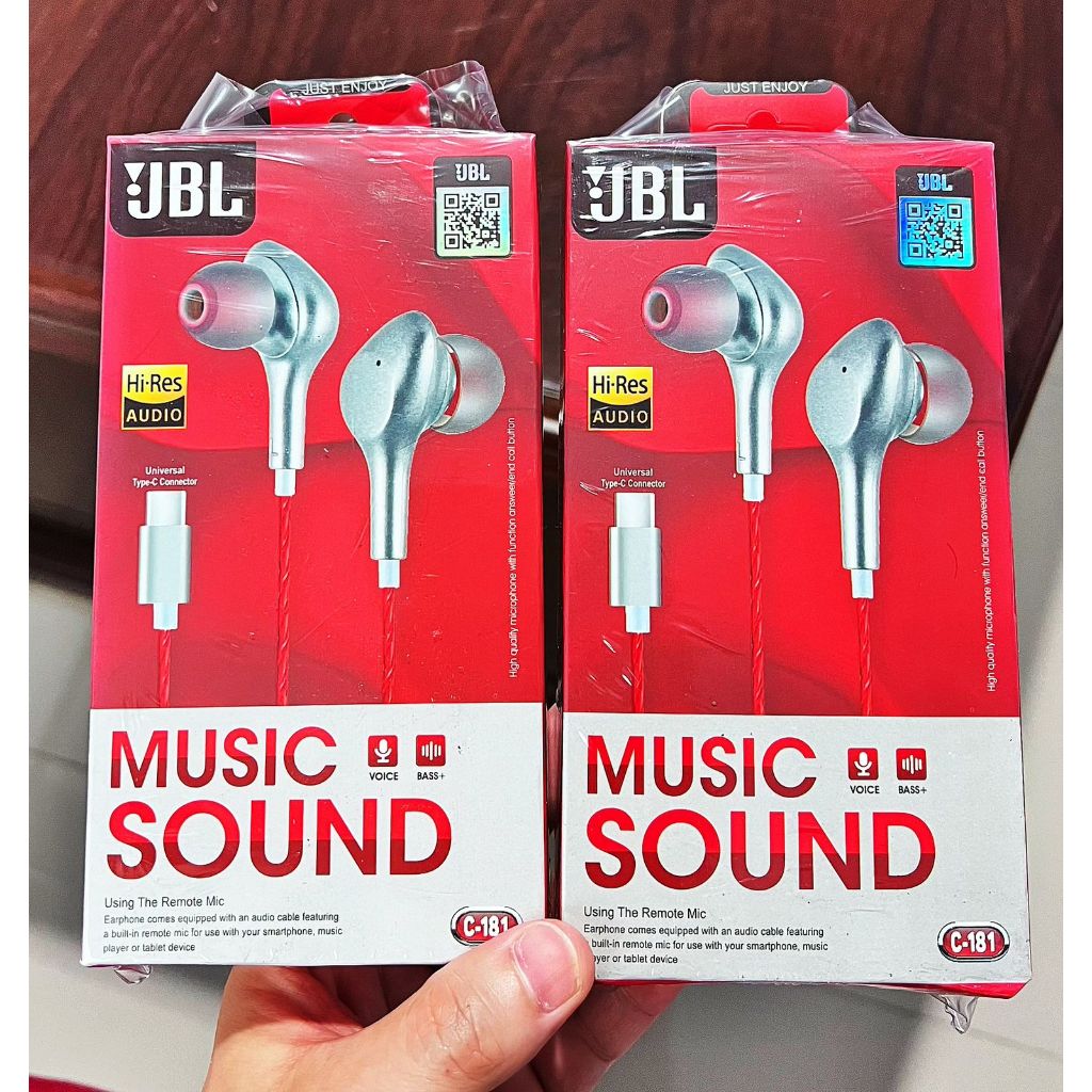 HF Headset JBL C-181+Mic Super Bass - Jack Tipe-C Pack Import
