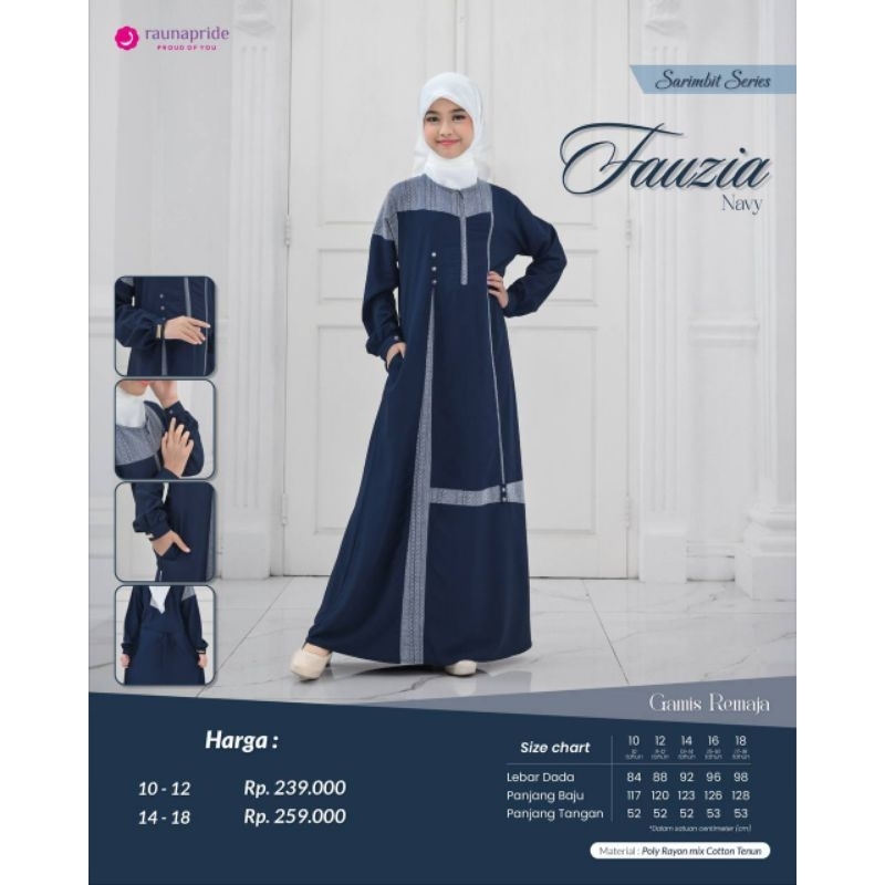 Gamis Remaja Fauzia Navy by Rauna Pride|Gamis Terbaru|Gamis Teen|Gamis Katun|Dress Katun Rayon Lembu