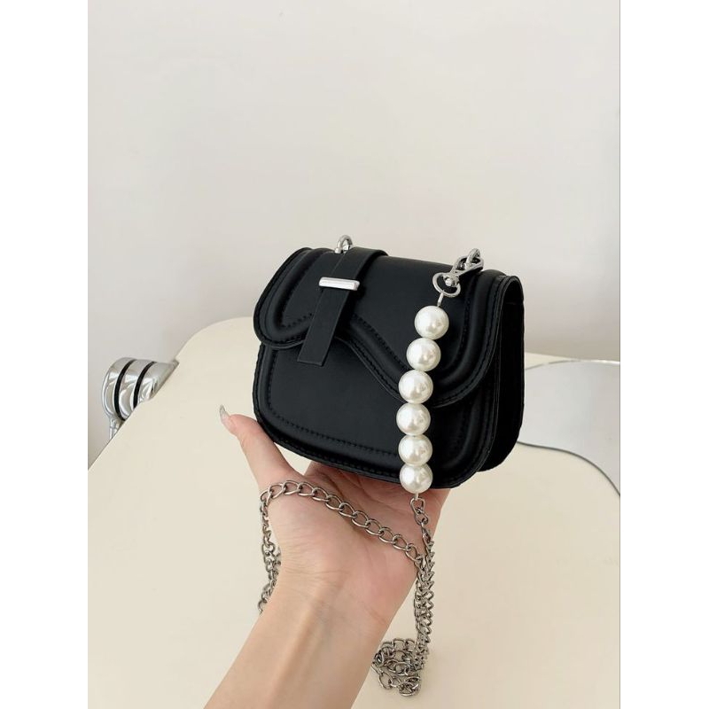 hot deals tas selempang wanita mini chiby pearl - slingbag tali rantay mutiara - tas mini elegan -