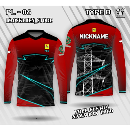 jersey pln lengan panjang kaos dinas pln baju dinas pln unisex free custom nama logo