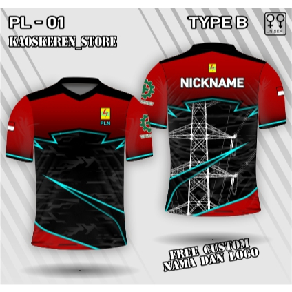 jersey pln kaos dinas pln baju dinas pln unisex free custom nama logo