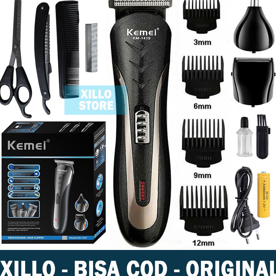 Fast Update  XILLO Mesin Cukur Rambut Cas KEMEI Multifungsi Alat Potong Rambut Tanpa Kabel Cukuran K