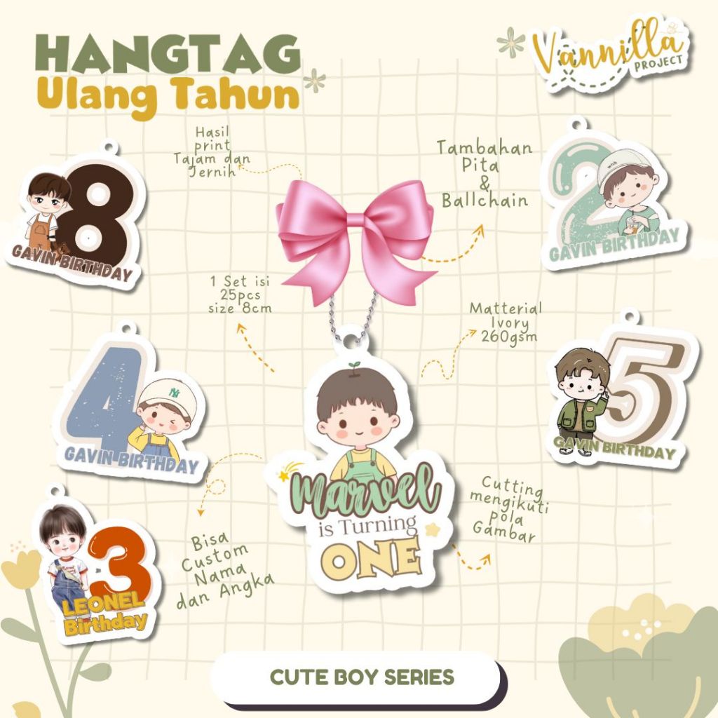

25PCS HANGTAG ULANG TAHUN / TAG HAMPERS ULANG TAHUN HANGTAG Cute Boys
