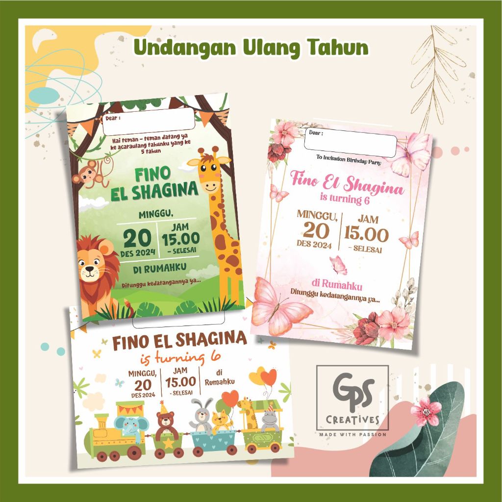 Undangan Ulang Tahun Anak Tema Animals Zoo Safari Invitation Birthday Ultah