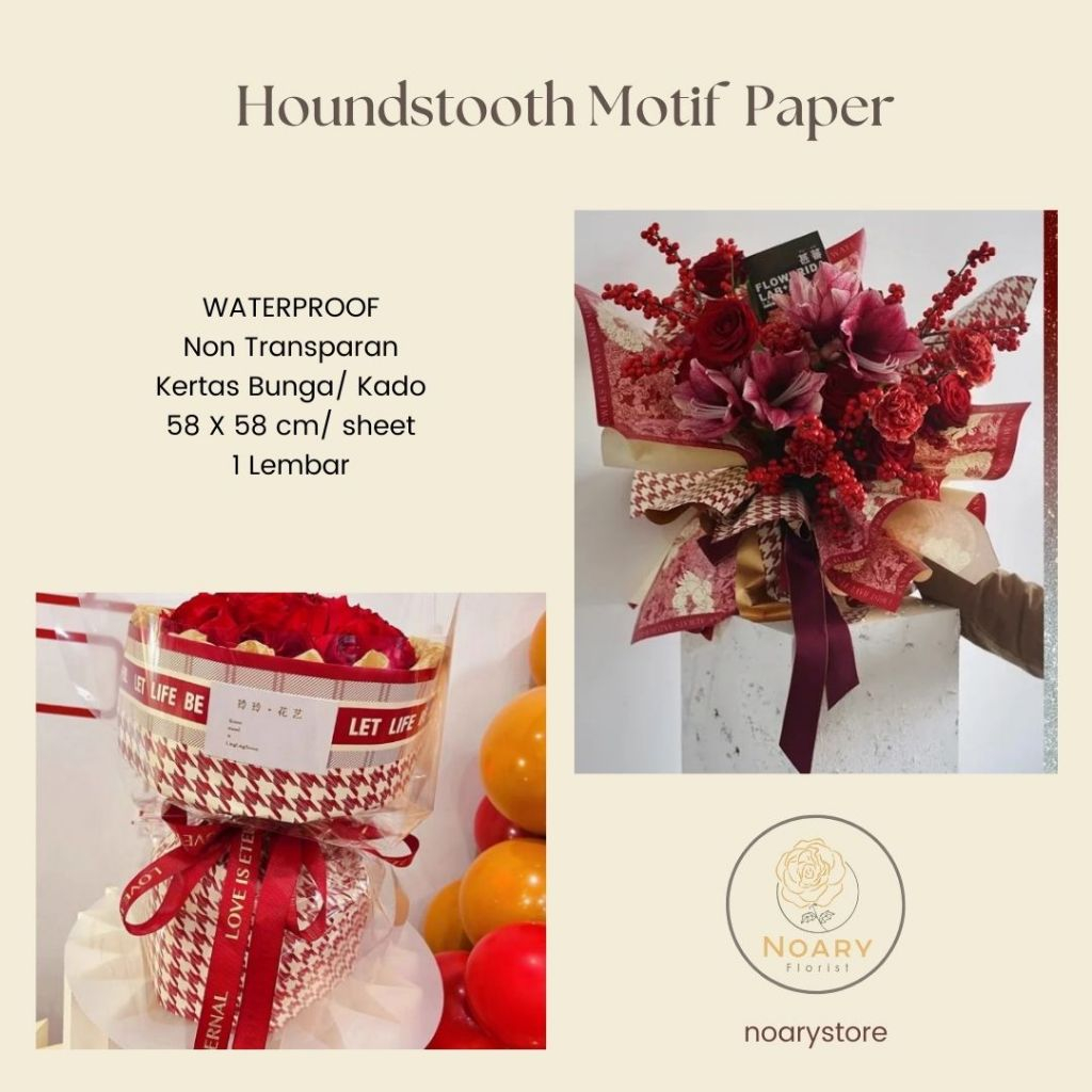 

HOUNDSTOOTH MOTIF PAPER / Wrapping Paper / Cellophane