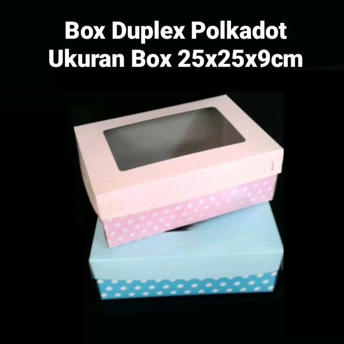 

( 5 pcs ) Box Polkadot Packaging Donat Dus Motif Polkadot Ukuran 25x25x9 cm Kemasan Pie