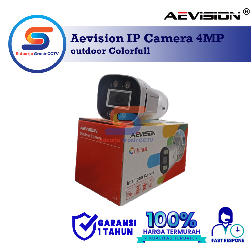 Aevision IP Camera Outdoor CCTV Colorfull + Audio 4MP