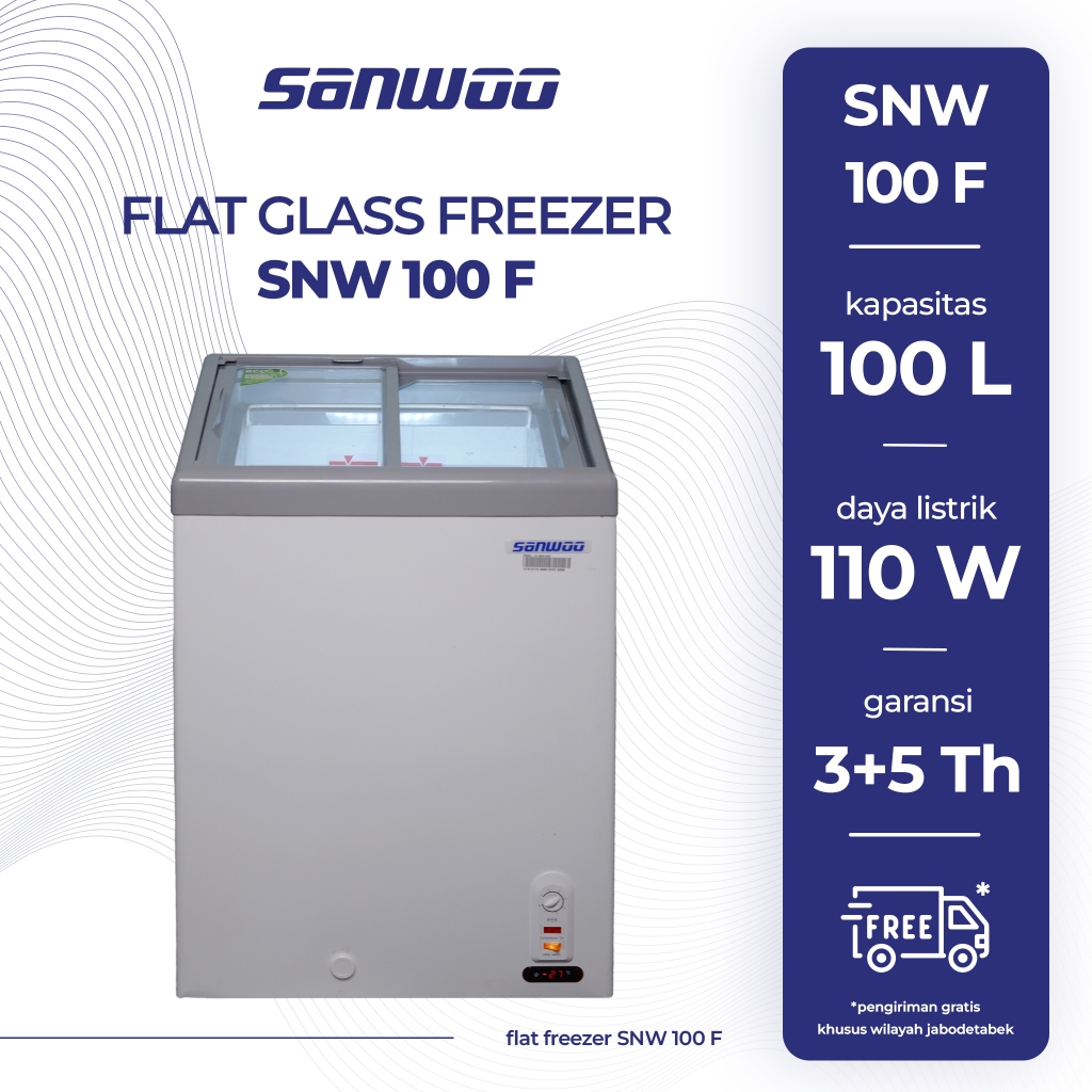Sanwoo SNW-100F Freezer 100 Liter Putih - Lemari Pendingin dengan Kapasitas Besar dan Hemat Energi