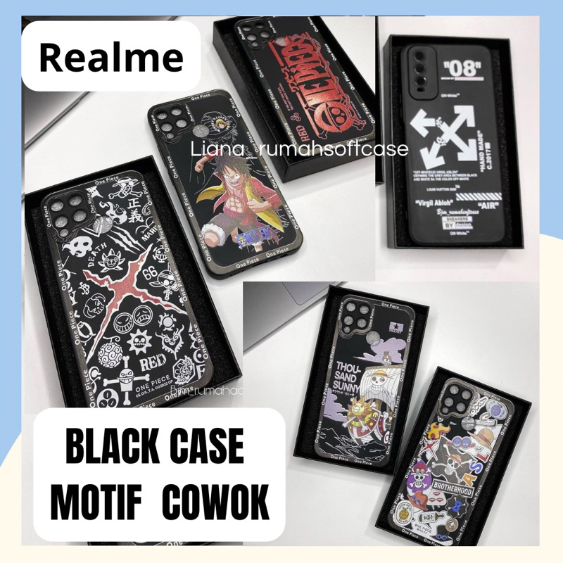 BLACK CASE MOTIF COWOK REALME CASE PRO CAMERA COWO KEREN KARAKTER  ANIME ONEPIECE FOR ANDROID C3 C2 