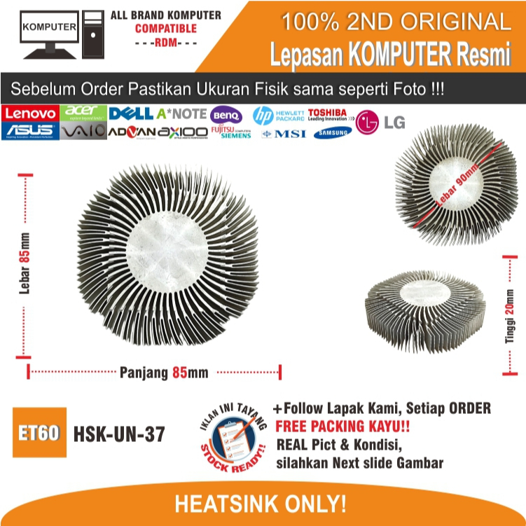 ET60 HSK-UN-37 HEATSINK PROSESSOR MOTHERBOARD UNIVERSAL ALL BRAND PC KOMPUTER