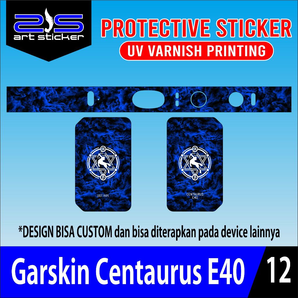 

Stiker E40 Abstrak Blue UV Varnish Printing