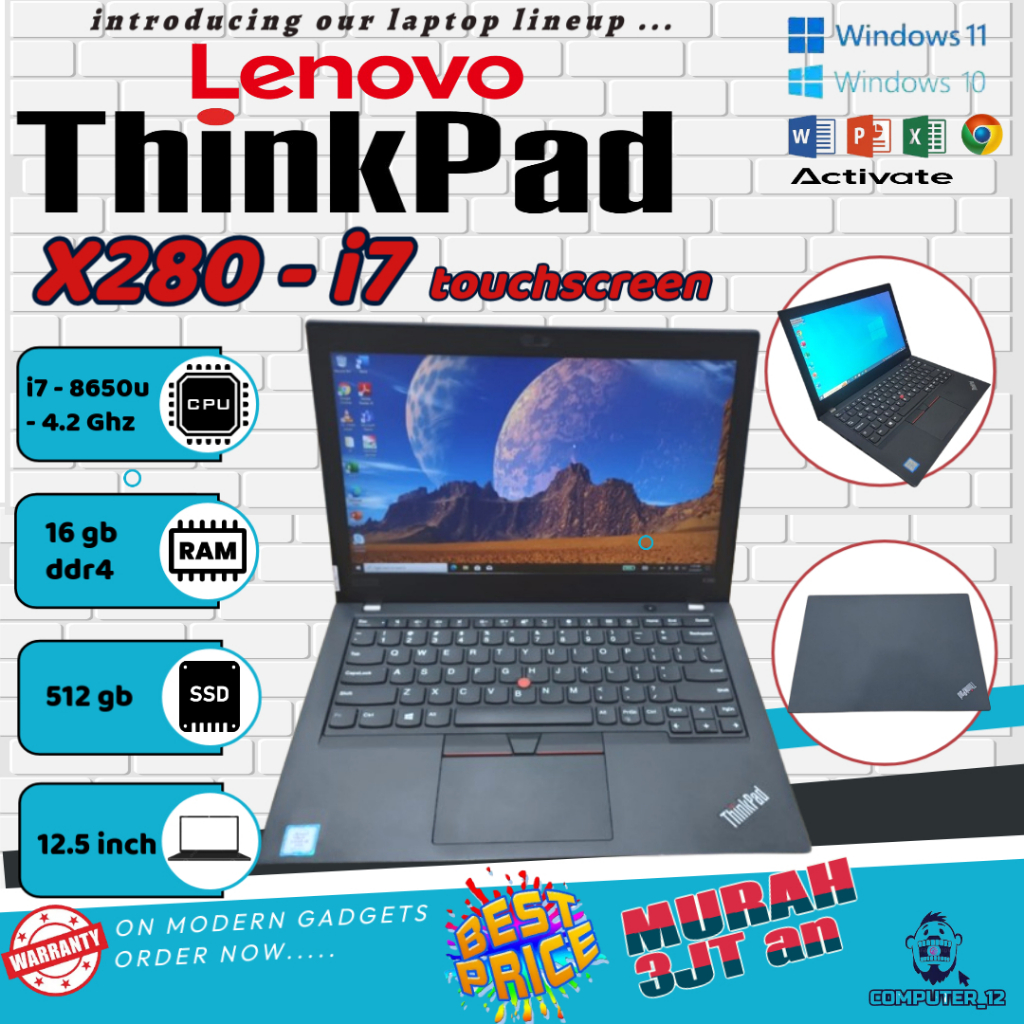 LENOVO THINKPAD X280 / CORE i7 / 16 GB / 512 GB / BONUS MOUSE