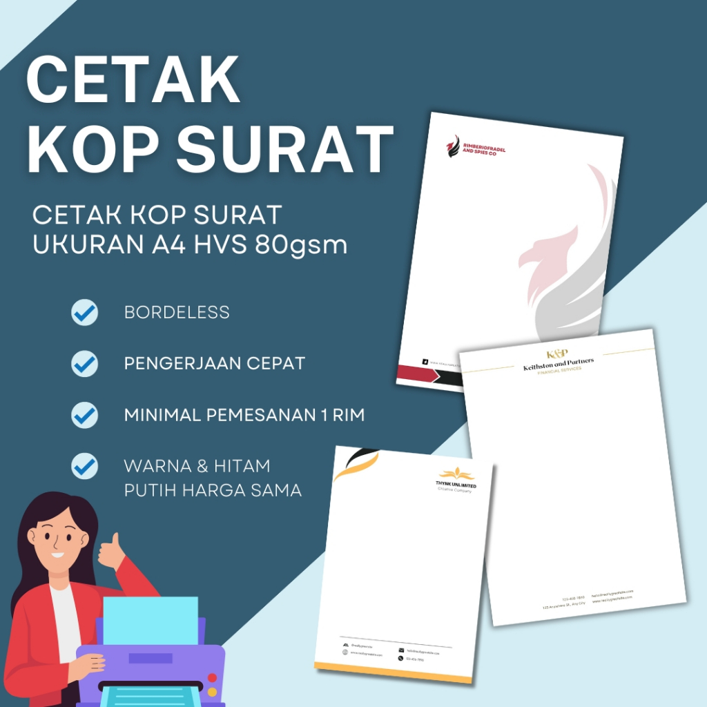 

CETAK KOP SURAT 1 RIM HVS A4 80gsm BORDELESS ( TANPA TEPI )