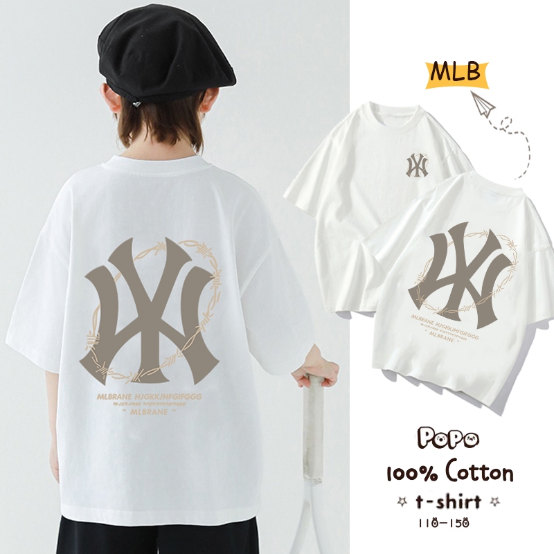 Popo Terbaru Kaos Anak Laki-Laki Mlb Putih Baju Anak Laki-Laki Perempuan Kaos Oversize Unisex Childr