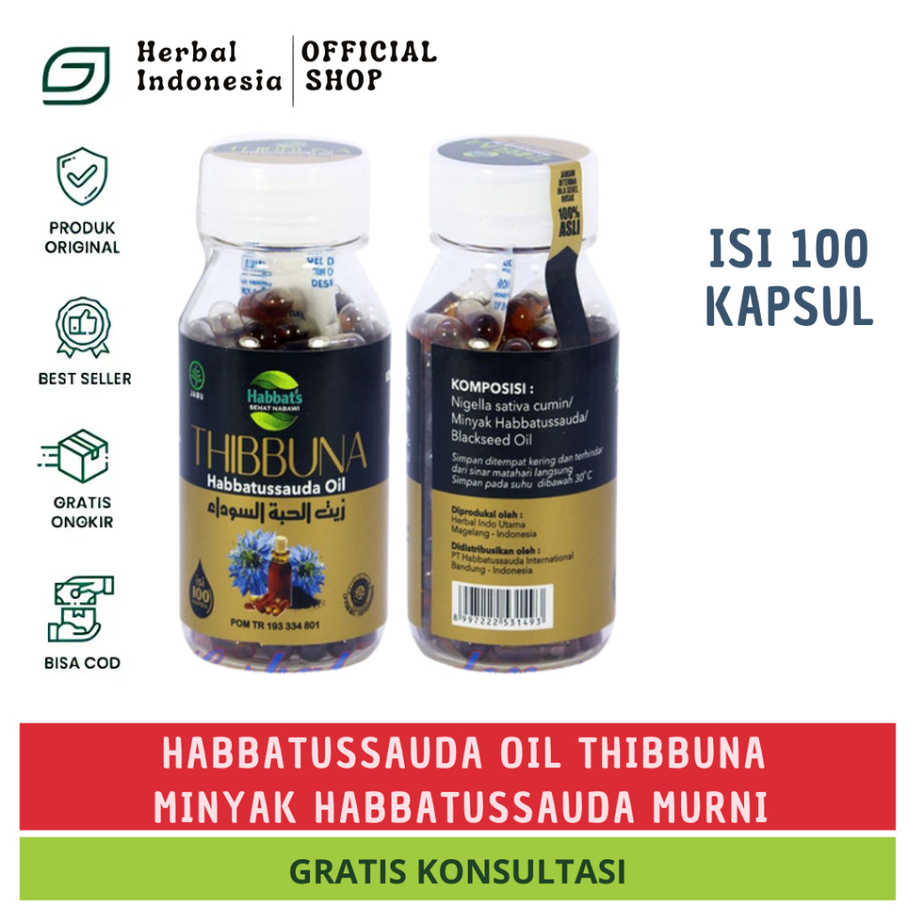 Habbatussauda Oil THIBBUNA 100 Kapsul | Minyak Habbatussauda Murni