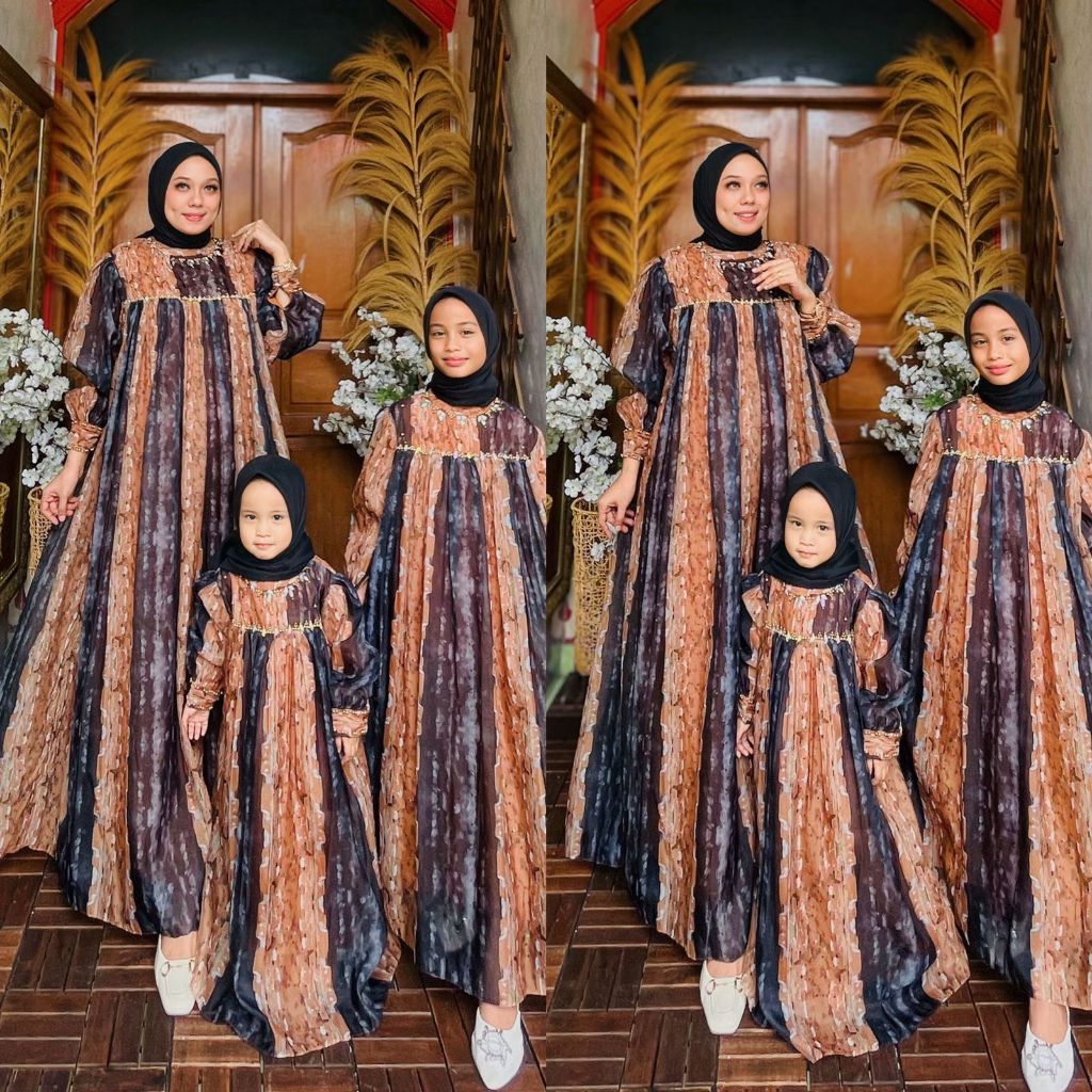 RJ3 Ameera Dress Organza print by OHC bisa Couple ibu dan anak dan bisa beli dress ibu saja atau