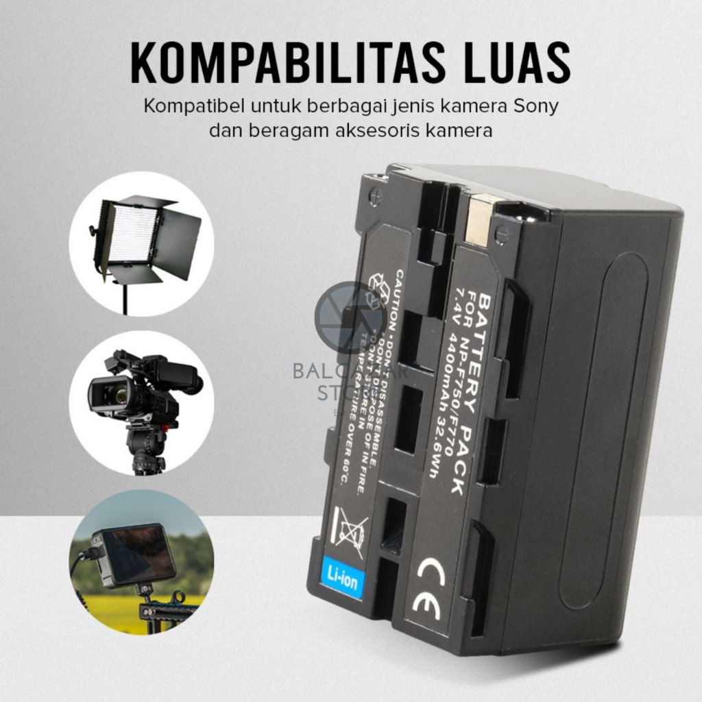 Baterai Kamera NP-F750 NP-F770 4400mAh for Sony HXR-MC2000 HXR-NX5 HXR-NX5R