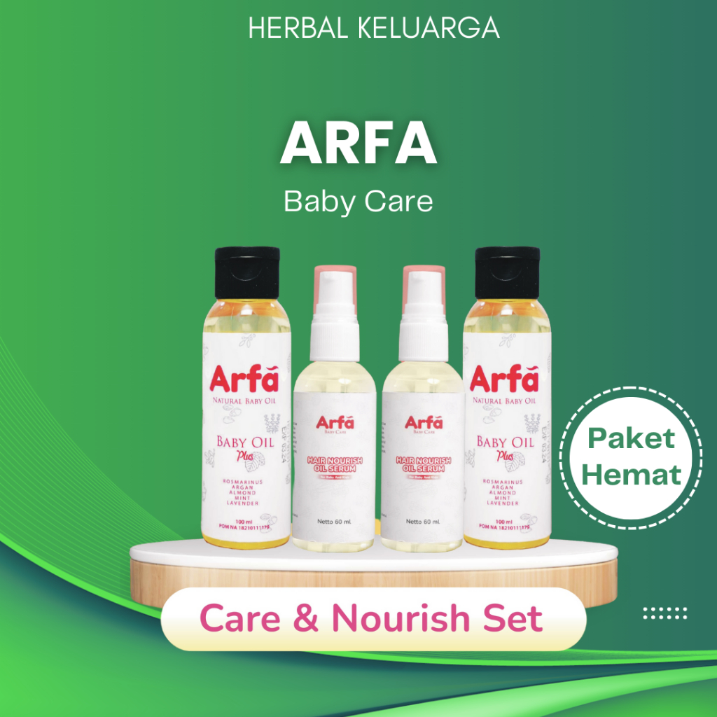 ARFA CARE & NOURISH SET - 2 Botol Arfa baby Hair Serum + 2 Botol Arfa Baby Oil