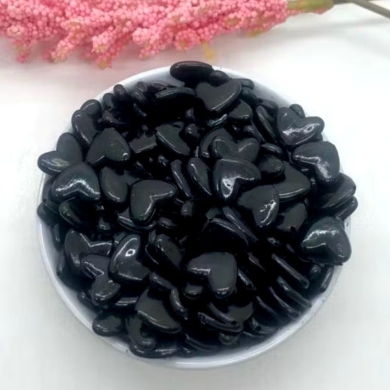 10GR MANIK / MOTE LOVE HITAM TIPIS UK.10MMX11MM