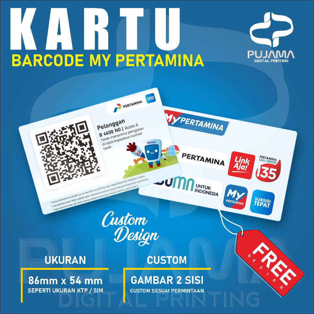 Cetak Kilat Kartu My Pertamina - Kartu Organisasi - Gambar Custom 2 Sisi