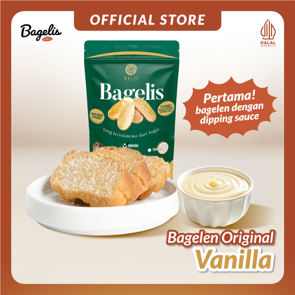 

BAGELIS ORIGINAL Bagelen Cocol Vanilla | Roti Kering Bagelan Kue Kering 160 Gram