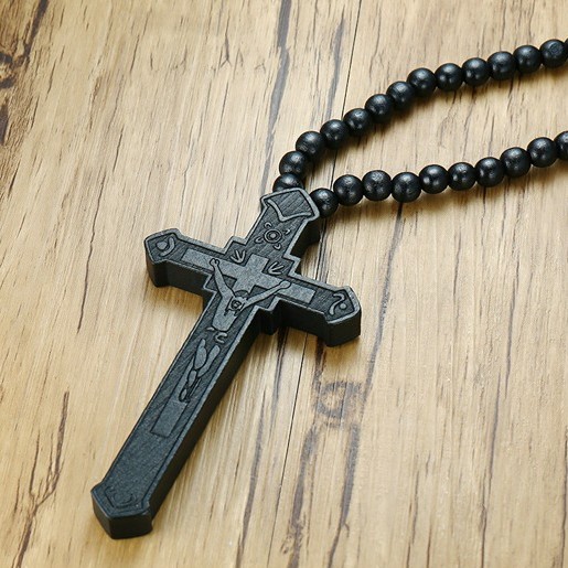 Kalung Rosario Salib Jesus High Quality PREMIUM - Men Cross Necklace / Kalung Salib Pria Rosario Bes