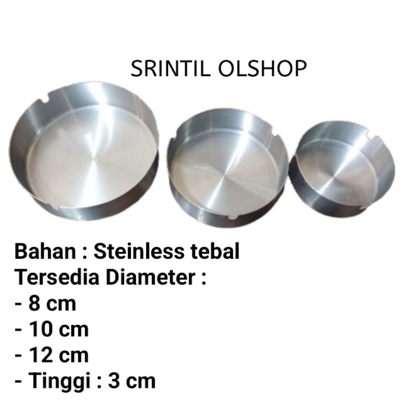 Asbak Rokok/Tempat Abu Rokok/Wadah Puntung Rokok Steinless Steel