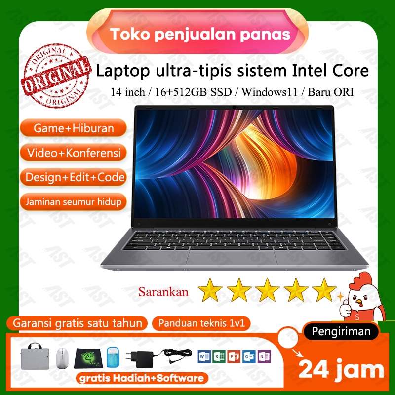 Laptop Gaming Baru murah Intel Core i3 RAM16G+512GB SSD 15.6 inch Windows11+Office+garansi satu tahu