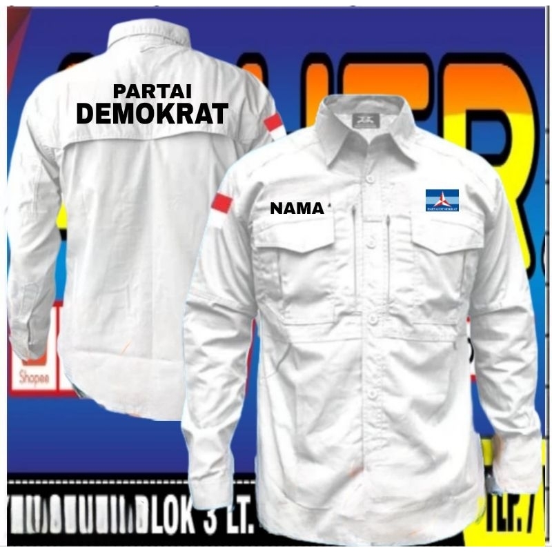 Kemeja partai Demokrat baju partai Demokrat seragam partai Demokrat kemeja tactical partai Demokrat 