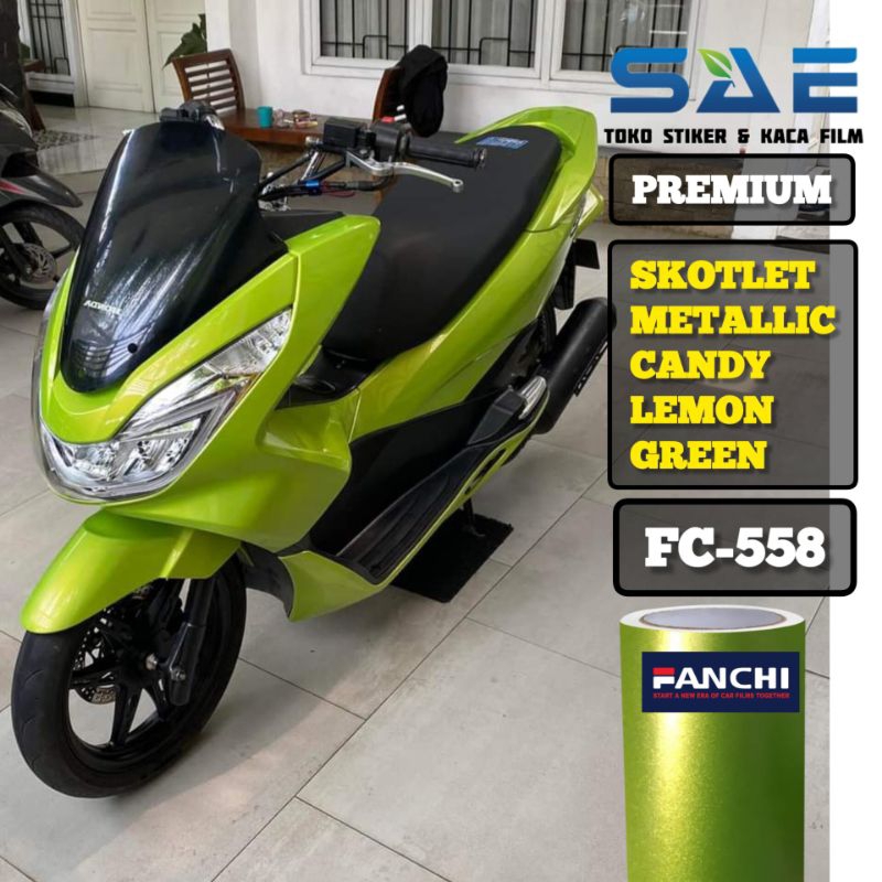 Skotlet Hijau Lemon Green Metallik Candy Sticker Motor Fanchi Premium