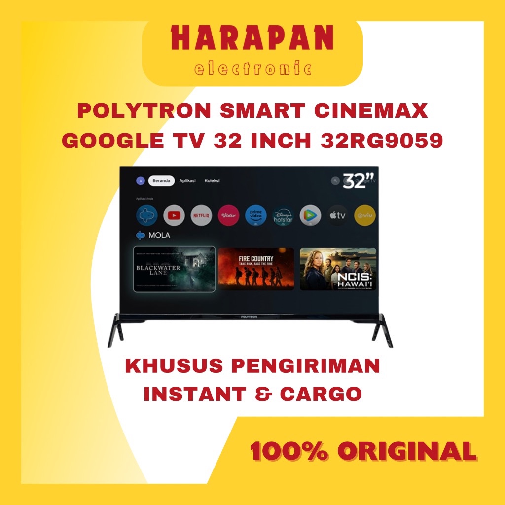 POLYTRON SMART CINEMAX GOOGLE TV 32 INCH PLD 32RG9059 / YOUTUBE NETFLIX LED ANTENA ANDROID POLITRON