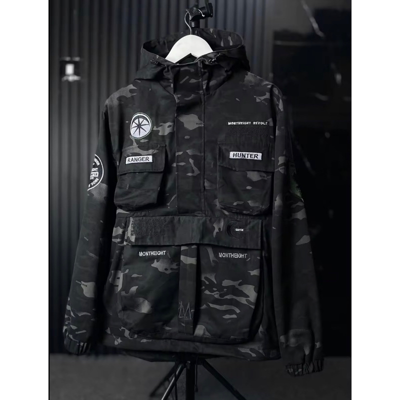 BGSR Jaket cagoule hunter pria camo army loreng canvas premium high quality