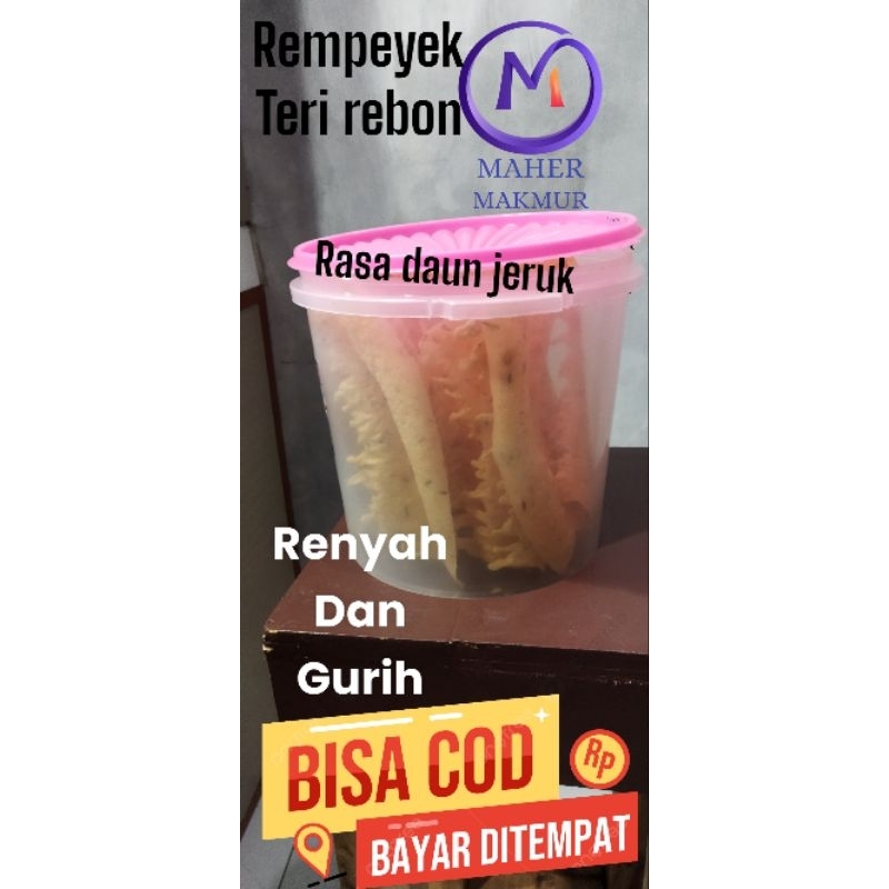 

Rempeyek teri rebon rasa daun jeruk+(toples)250gram-5liter/500gram-10liter