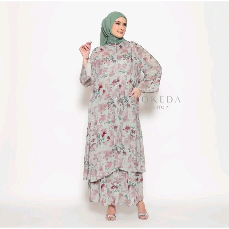Okedashop - HAEINA SETROK Tunik - Setelan Rok Tunik Motif
