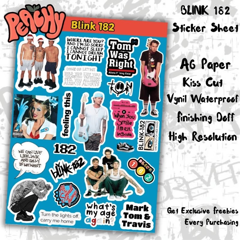 

Blink182 Sticker Pack | Sticker Vynil | sticker Waterproof | sticker sheet | sticker band | sticker tumbler | stiker anti air | sticker music | sticker HP laptop | sticker murah | sticker aesthetic | sticker helm | kiss cut | sticker A6 | premium