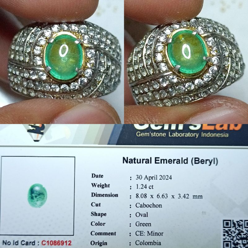 NATURAL EMERALD BERYL ZAMRUD COLOMBIA MEMO GLI