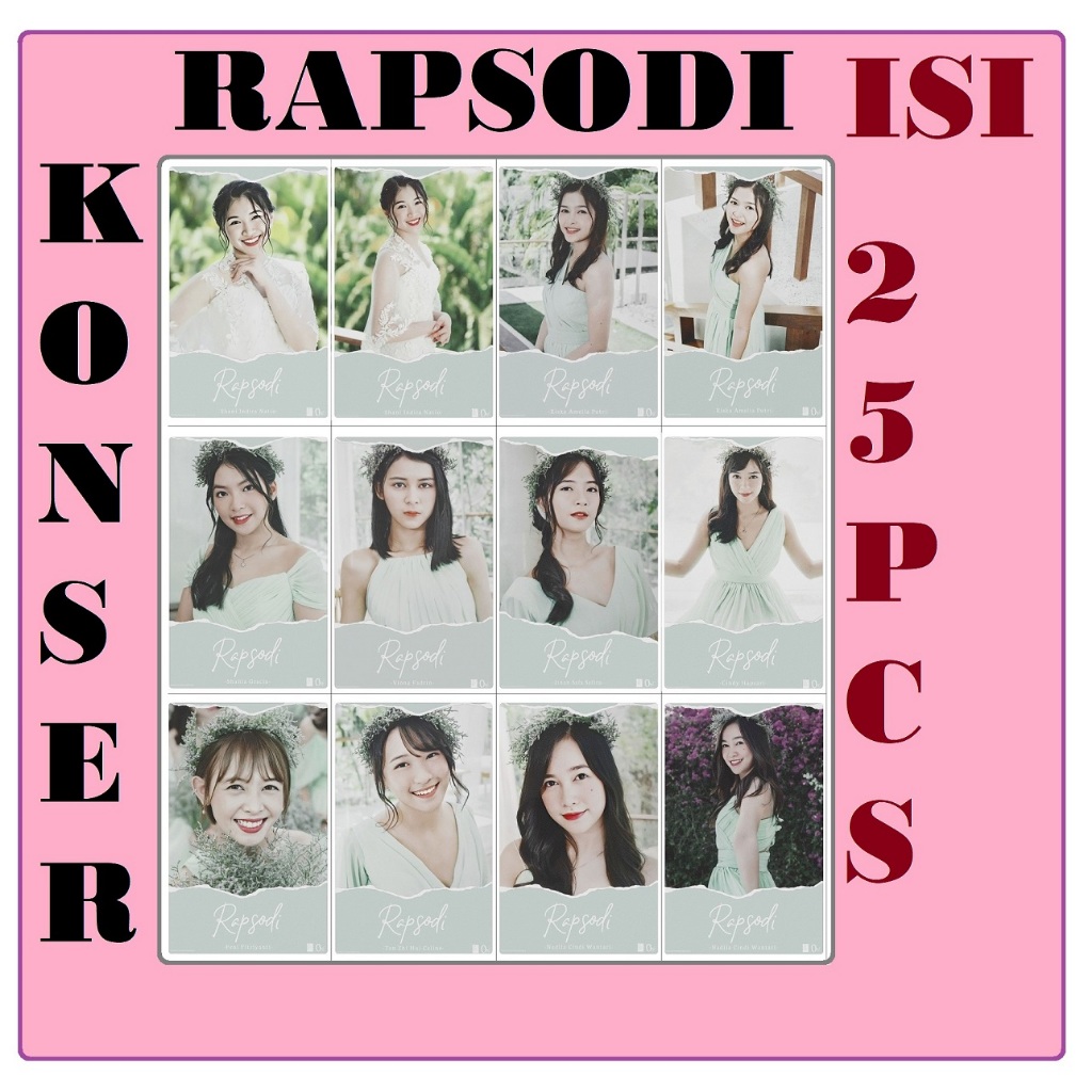 Photocard jkt48 25pcs RAPSODI 1 set laminasi glossy gambar 2sisi 100 % LOMO CARD 2024 KPOP BARU JPOP