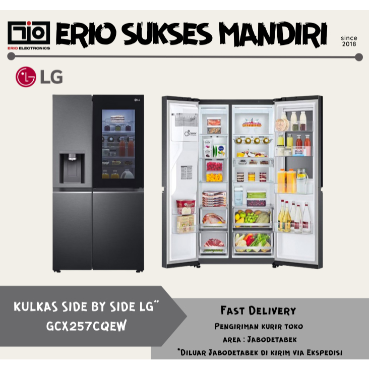 LG GC-X257CQEW KULKAS LG SIDE BY SIDE InstaView GCX257 GCX257CQEW